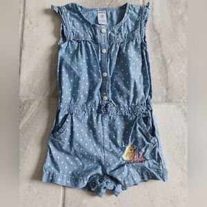 Carter's Light Blue Polka Dot Romper with Embroidered H Character 18 Months